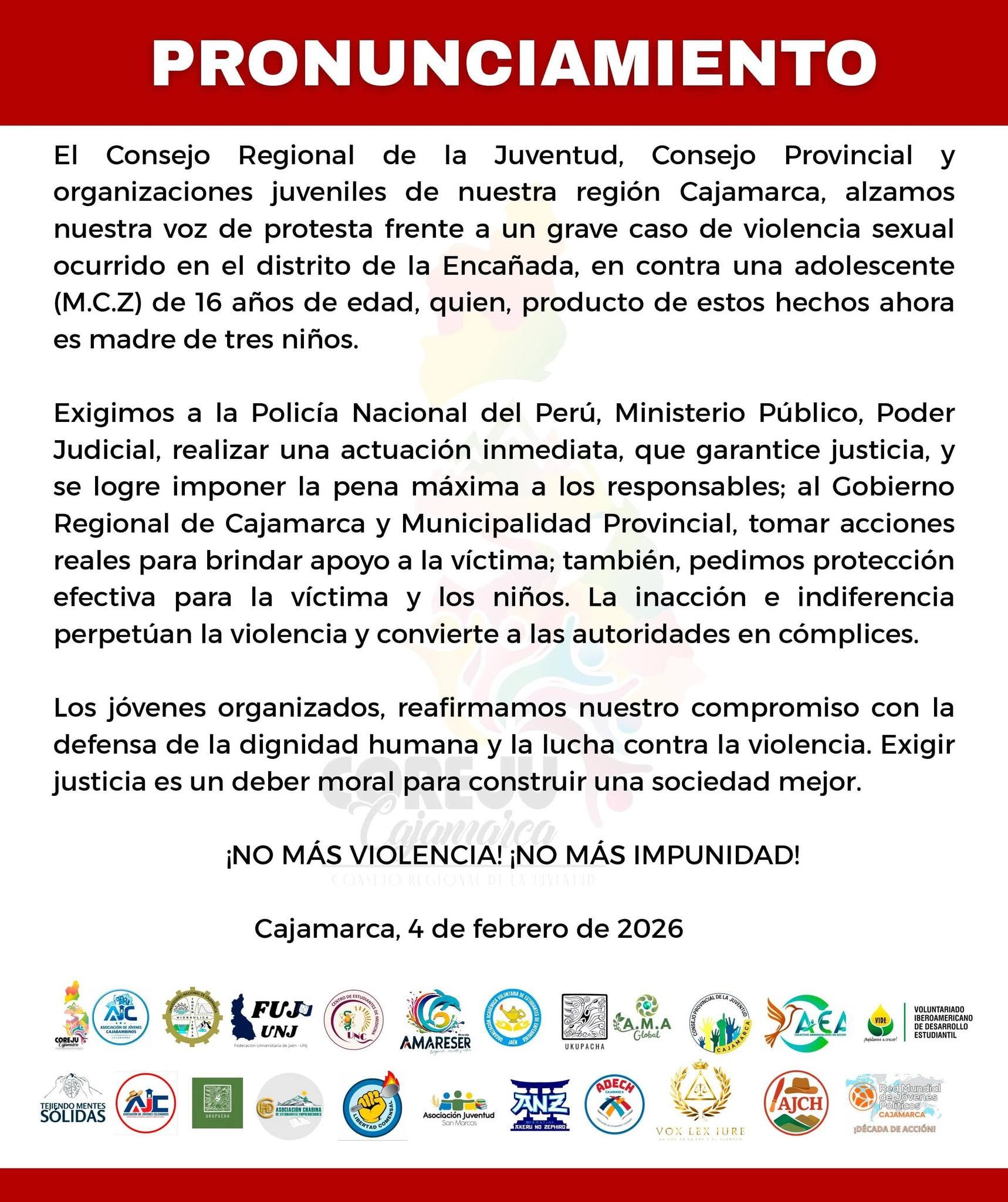 Pronunciamiento contra la Violencia